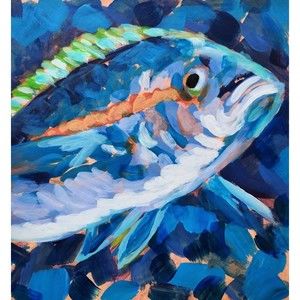 Fish Acrylic Original Painting 9x12 Handmade Paper